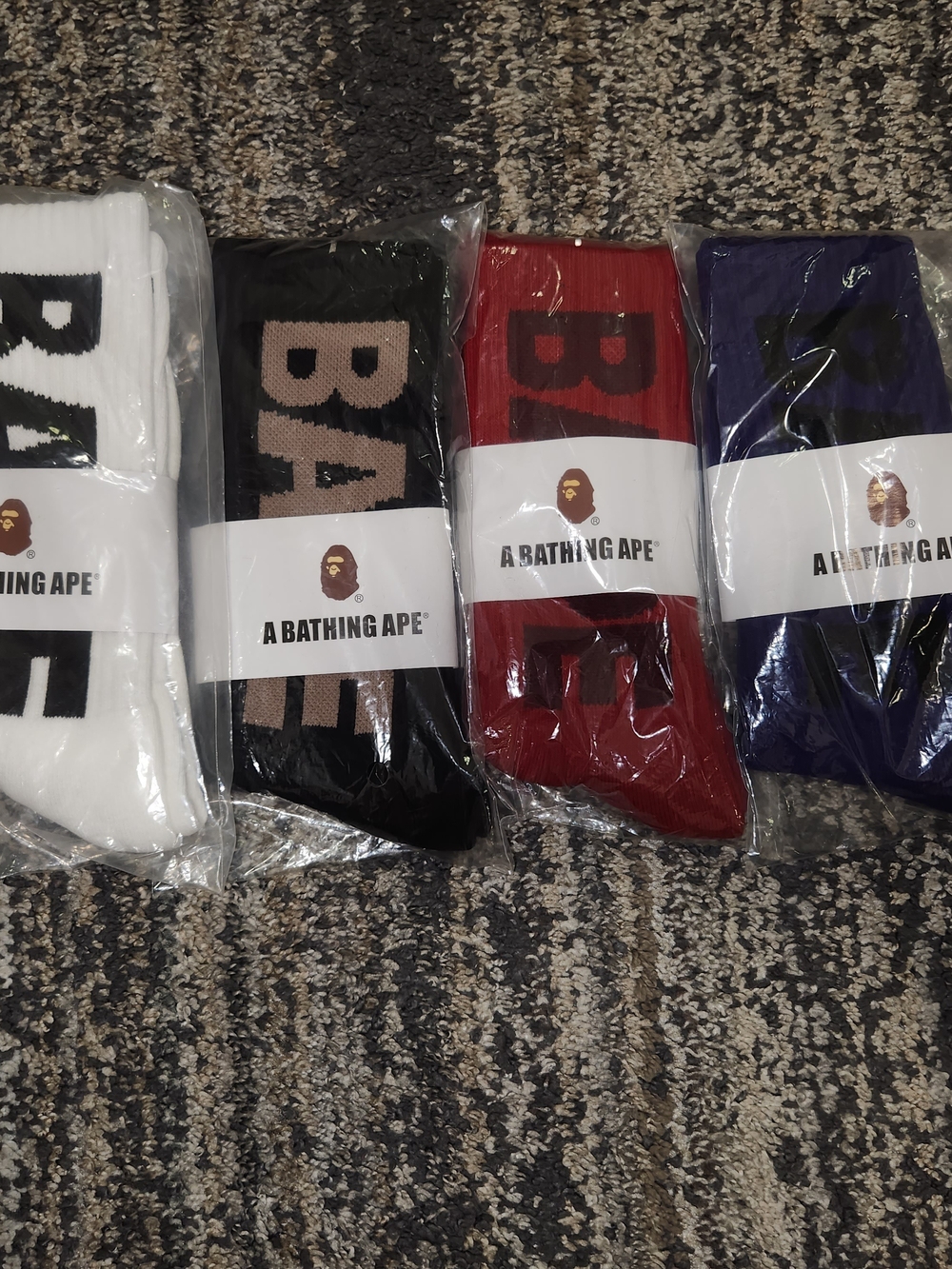 Men's Logo Crew Socks - White, Black, Red, Purple